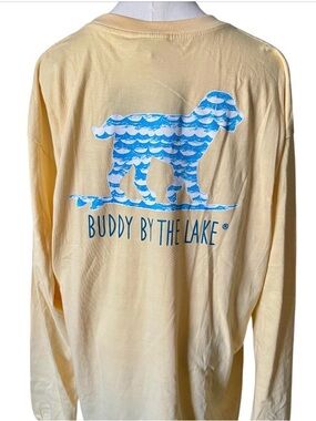 Buddy By The Lake Yellow Graphic Tee, Sz XL. NWT